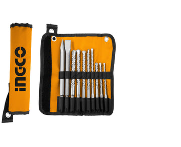 INGCO SET 10 PEZZI PUNTE E SCALPELLI SDS PLUS