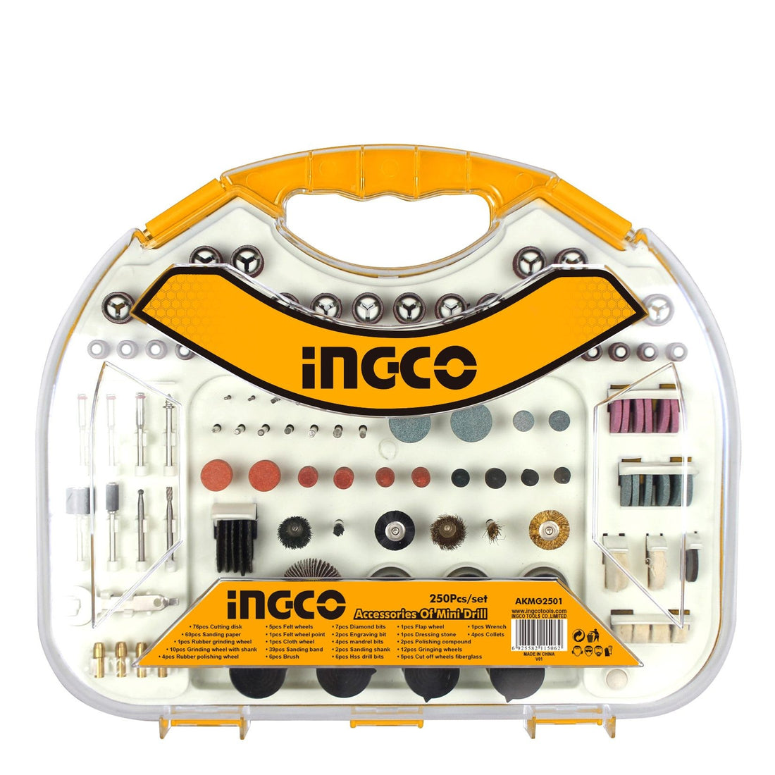 INGCO SET 250 ACCESSORI PER MINI GRINDER- MINI SMERIGLIATRICE A STELO
