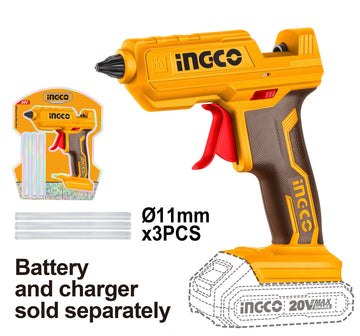 INGCO PISTOLA TERMOCOLLANTE A BATTERIA LITIO 20V NUDA