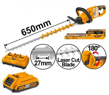 INGCO TAGLIASIEPI PRO CON 2 BATTERIE