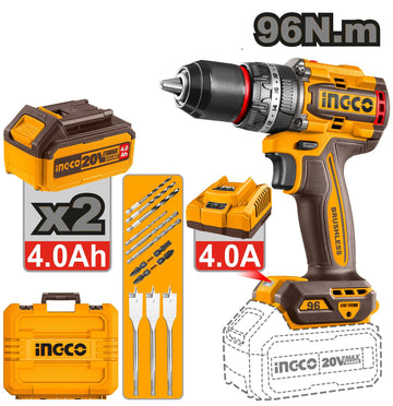 INGCO TRAPANO A PERCUSSIONE BRUSHLESS 96 N.m CON 2 BATTERIE 4Ah