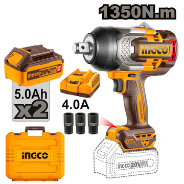 INGCO AVVITATORE AD IMPULSI 1350Nm CON 2 BATTERIE E VALIGETTA