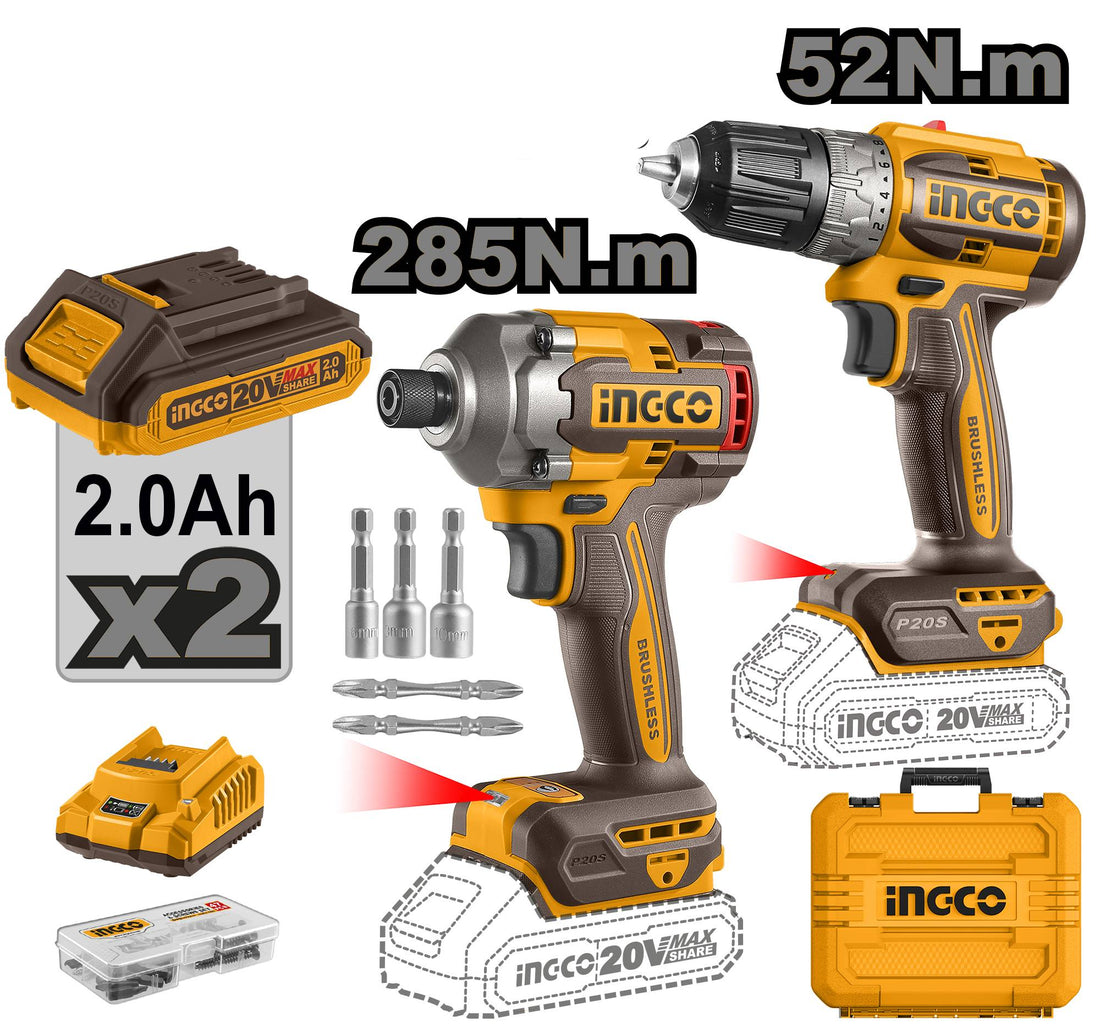 INGCO KIT TRAPANO CDLI20453E + AVVITATORE AD IMPULSI CIRLI2028E