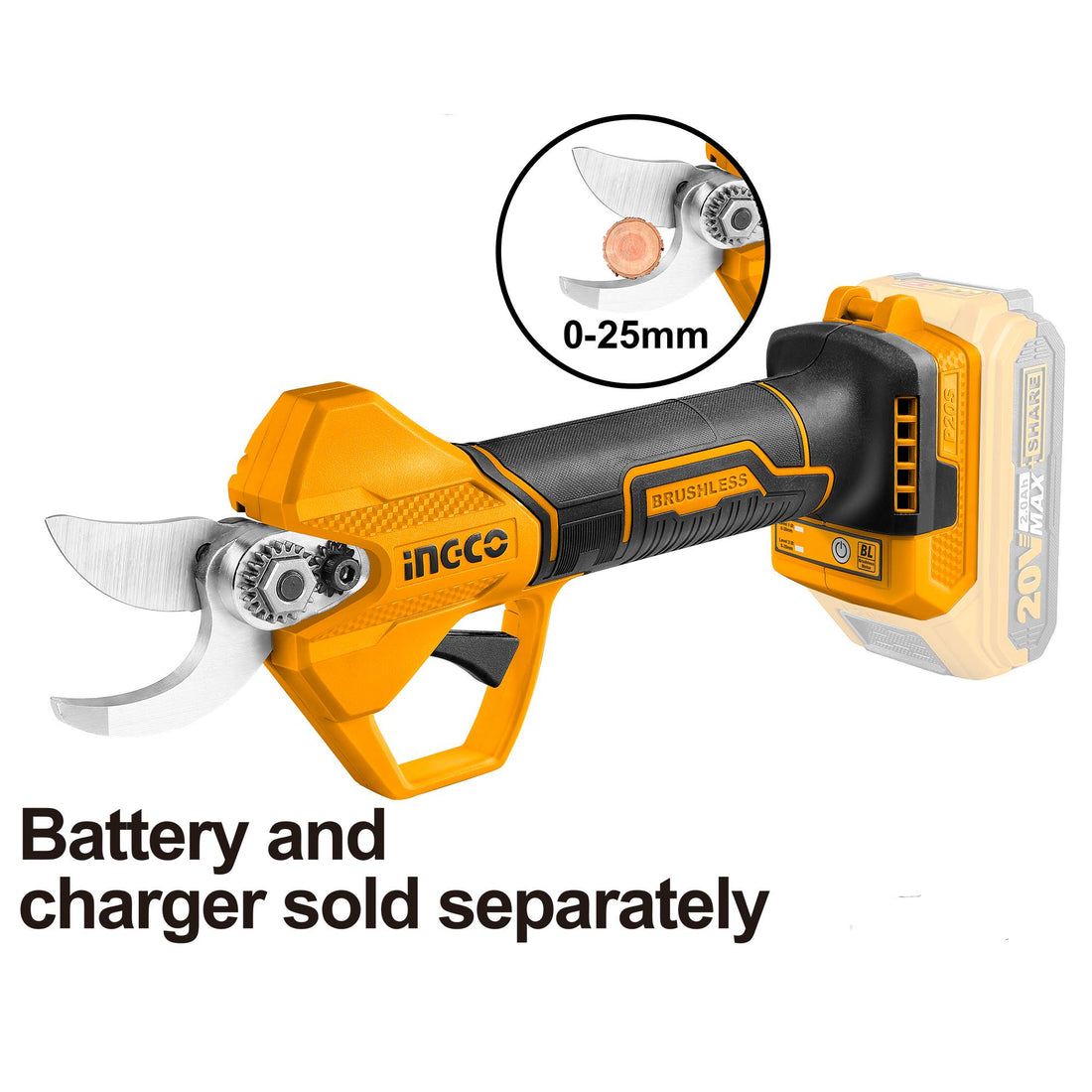 INGCO FORBICI DA POTA A BATTERIA 20V NUDA