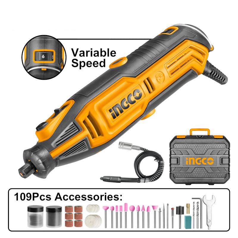 INGCO MINI SMERIGLIATRICE ANGOLARE 130W C/FLESSIBILE+ACCESSORI