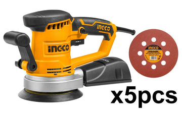 INGCO LEVIGATRICE ROTORBITALE 450W CON 5 FOGLI DI CARTA ABRASIVA
