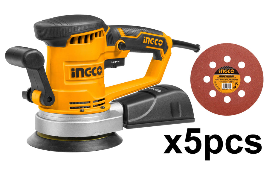 INGCO LEVIGATRICE ROTORBITALE 450W CON 5 FOGLI DI CARTA ABRASIVA