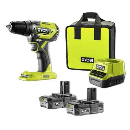 TRAPANO AVVITATORE A PERCUSSIONE A BATTERIA BRUSHLESS 'R18PD5-220S' RYOBI 18V 2,0Ah